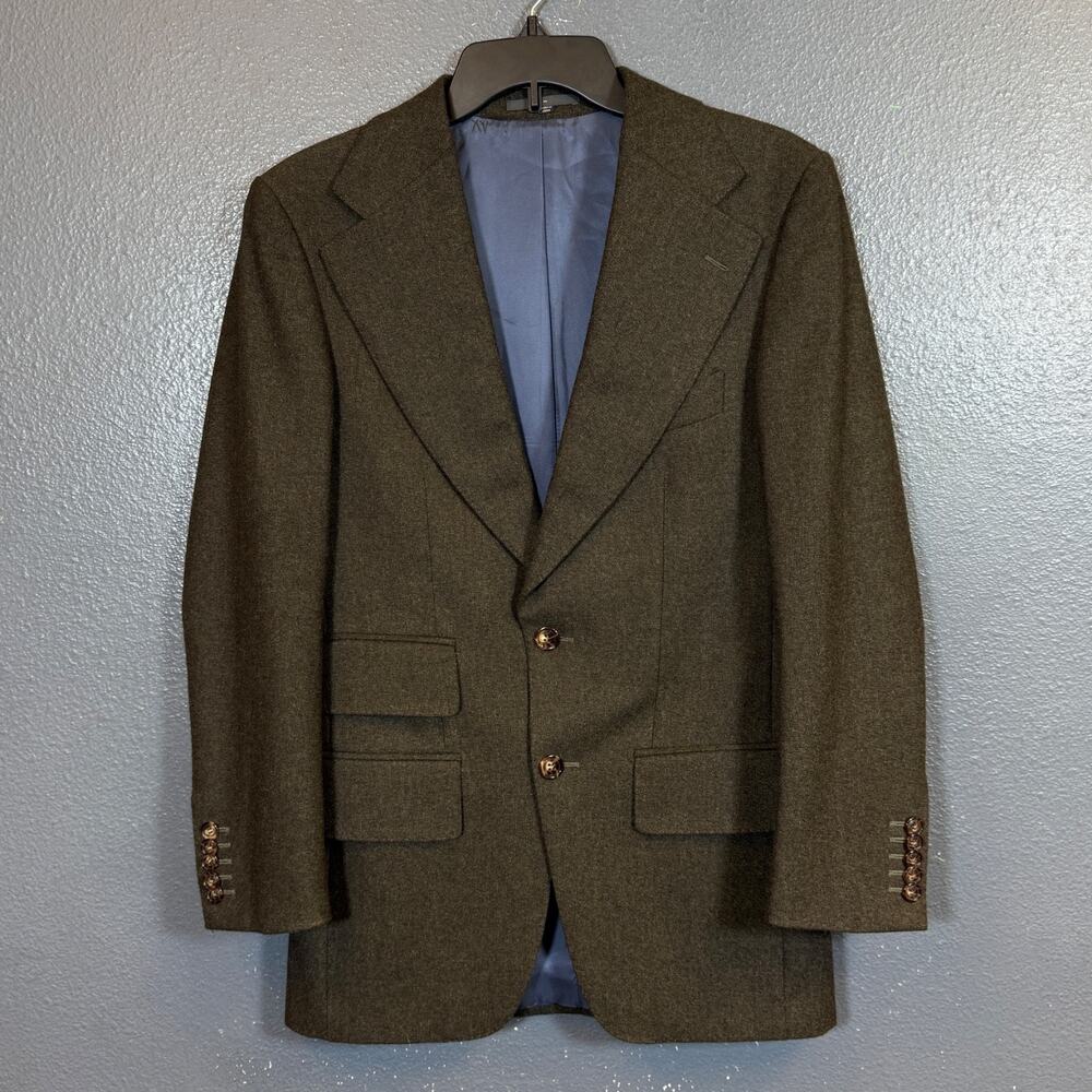 Suitsupply EU44 men green suit jacket 2 dots blazer pure Wool by Angelico